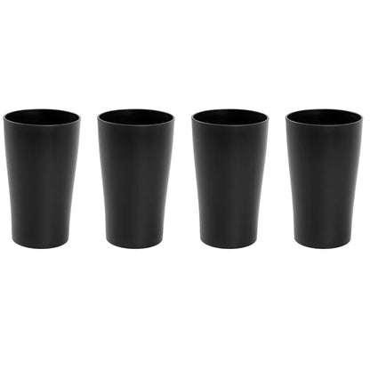 4/16Pcs Black Plastic Cutlery Set Reusable Plates Bowl Cups 4 Sets for Kitchen Outdoor Camping Party Dinnerware Dishes Set