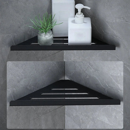 Wall Mount Shower Corner Shelf No-drill 304 Stainless Steel Corner Shampoo Body Wash Storage Organizer for Bathroom Glass Shelf