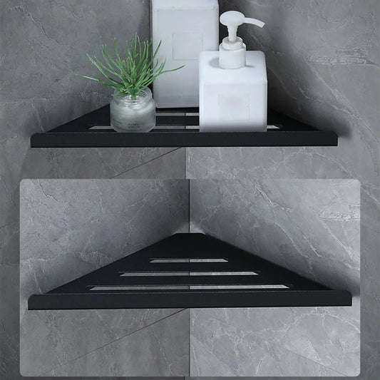 Wall Mount Shower Corner Shelf No-drill 304 Stainless Steel Corner Shampoo Body Wash Storage Organizer for Bathroom Glass Shelf