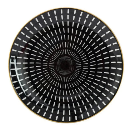 Geometric Design Gold Plating Meal Plate Porcelain Kitchen Dinner Plates Ceramics Food Tray Salad Dish 6/8/10 Inch 1Pcs