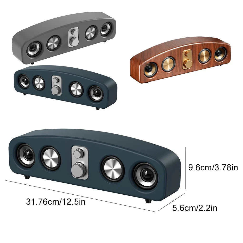New Wireless BlueTooth Loudspeaker Box Wood Grain Retro Desktop High-power 3D Stereo Subwoofer Computer Audio Portable Sound-bar