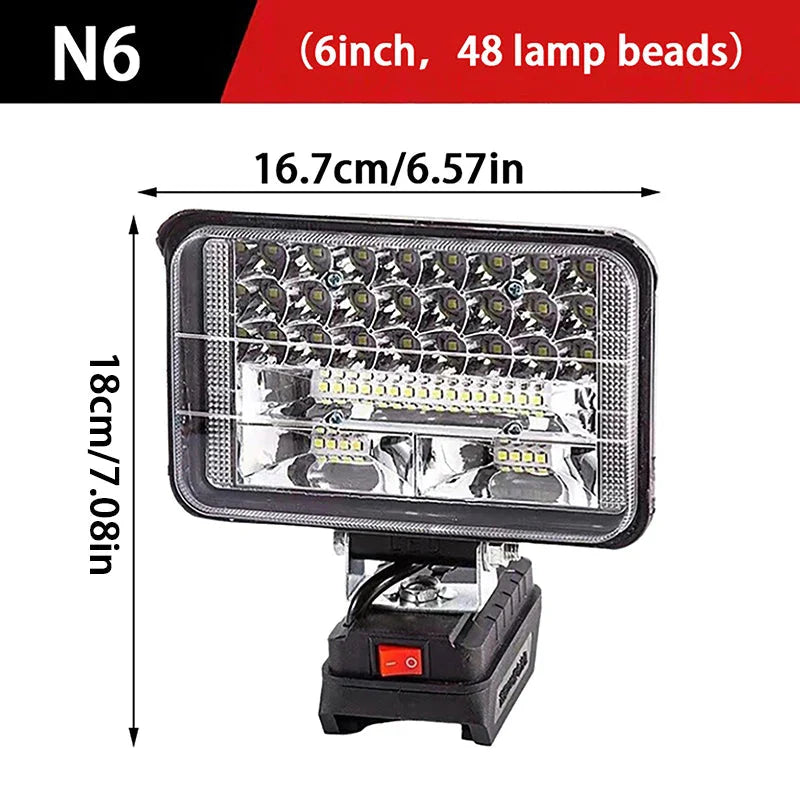 For Dewalt 18V Li-ion Battery LED Work Light 3/4 Inch Flashlight Portable Emergency Flood Lamp Camping Lamp
