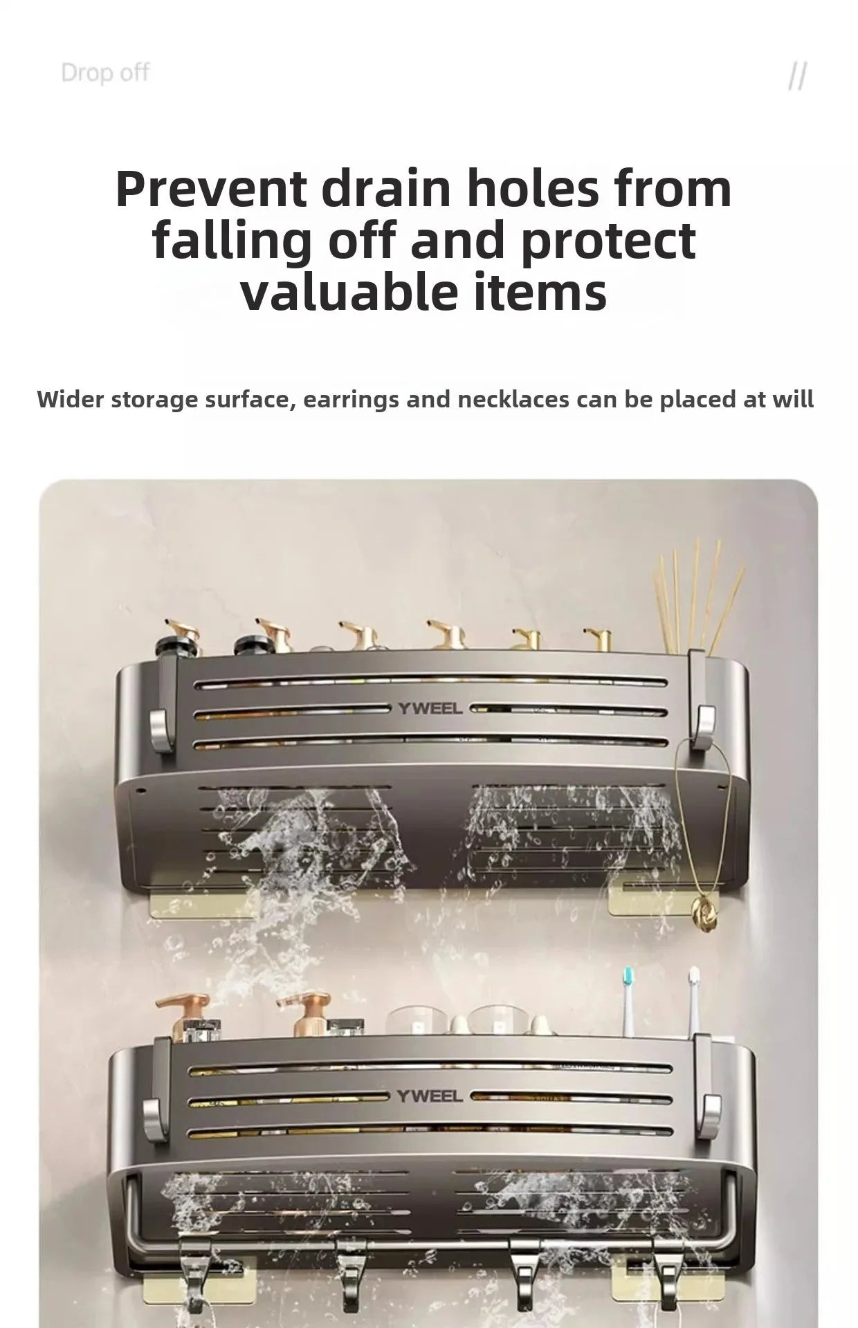 Bathroom storage shelf Bathroom toilet washstand Hand washing bathroom shower gel Wall storage shelf free of holes