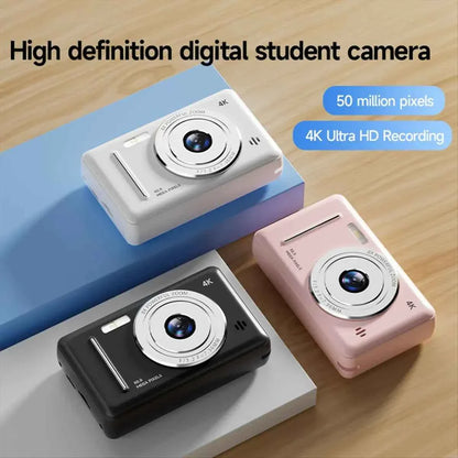 ABUQ NEW 4K Digital Camera Portable Retro CCD Camera Entry-Level Camera Dual Camera Flash 50 Million Pixels Auto Focus Camera,C