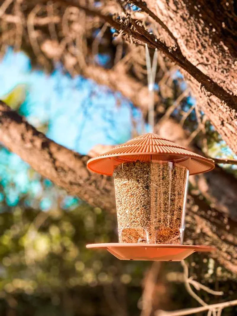 Outdoor Bird Feeding House Waterproof Gazebo Hanging Wild Bird Feeder Cage Outdoor Container With Hang Rope Bird Feeder Garden