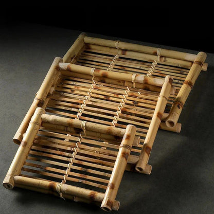 Bamboo Woven Trays Thai & Japanese Restaurant Serving Plates for Snacks, Desserts, Fried Food Eco-Friendly Service Set