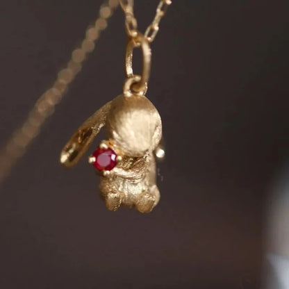 Cute and Exquisite Rabbit Jewelry Sets New in Fun Matte Ancient Gold Craft Earrings for Women Ring Necklace Gifts to Girlfriend