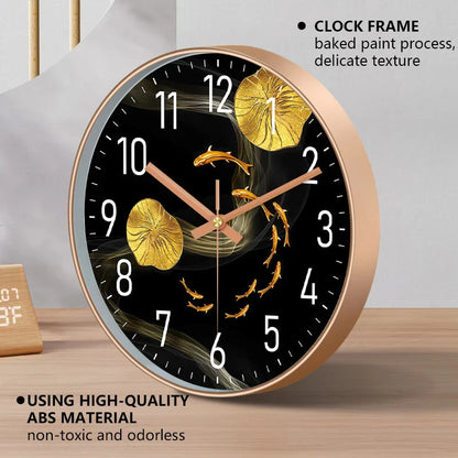 Simple Luxury Quartz Clock Hanging Wall Fish Decoration Modern Style Restaurant Living Room Home Decor Clock 8 10 12 Inche