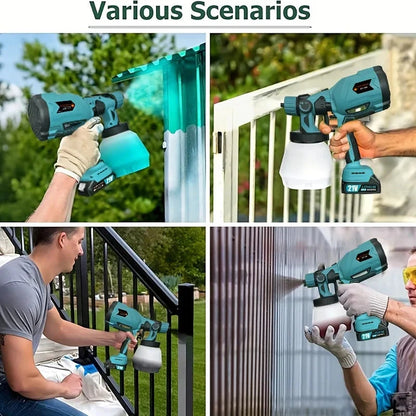 1000ML Electric Spray Gun Cordless Paint Sprayer Auto Furniture Steel Coating Airbrush Compatible For 21V Battery