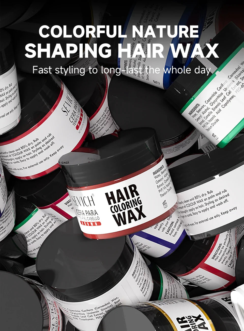 SEVICH Hair Colour Wax Temporary DIY Hair Coloring Wax One-Time Long Lasting Hair Dye Mud Cream Christmas Hair Styling Products