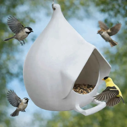 House Shape Waterproof Hanging Bird Feeder Rainproof Large Capacity Hummingbird Feeder with Stand Birds Food Catcher Outdoor