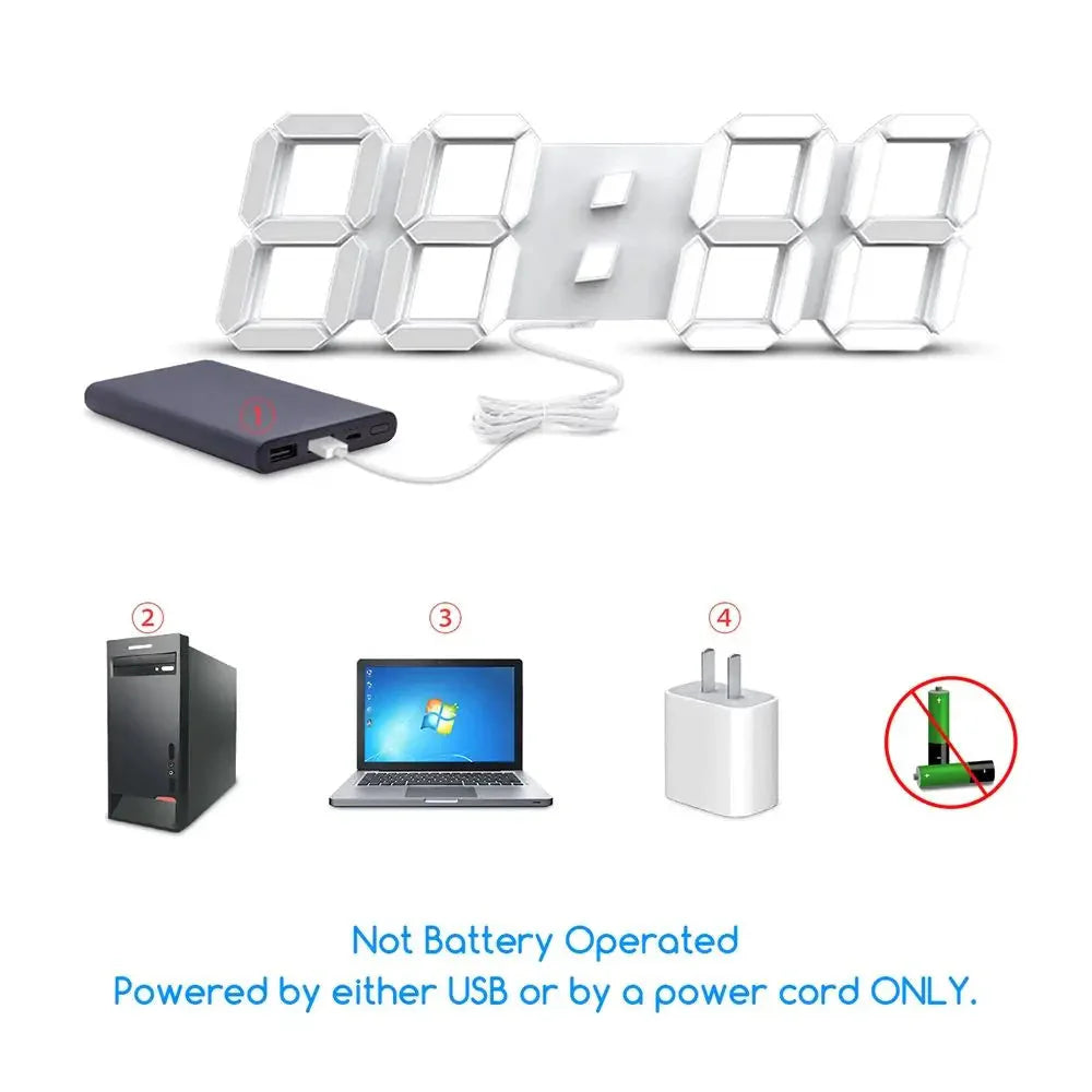 Multifunctional USB Ported LED 3D Digit Style Digital Clock