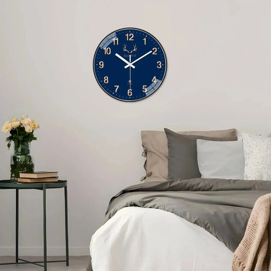 Dark Blue Plastic Round Wall Clock 8-12inch