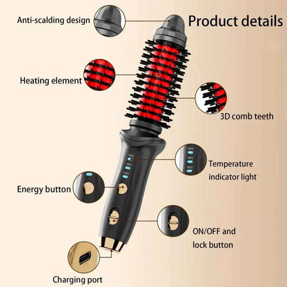 Cordless Hair curling wands USB rechargeable cordless curling iron Electric Heated Hair Curling Round Brush Hair Styling Tool