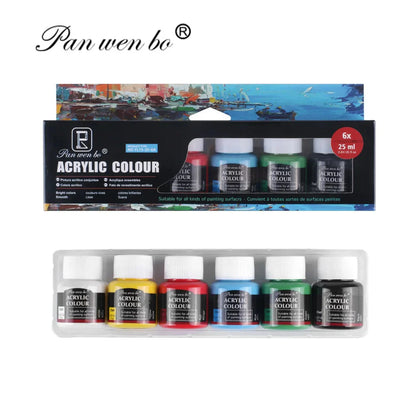 Acrylic Paint Set 6/12 Colors 25ml,Water-Proof Portable Art Rich Pigments for DlY Craft,Drawing,Painting,Canvas, Rock