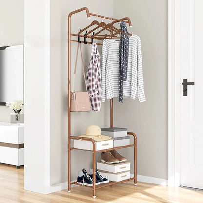 Independent Hanger Brown Metal Shoe Hanger 4 Hooks Clothes Rack Clothes Hangers Coat Hanger Stand Wardrobe Stand
