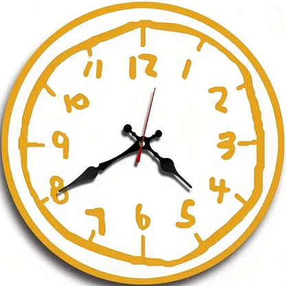 Creative Hand Drawing Wooden Silent Hanging Wall Clock, For Living Room, Office, Study Room, Bedroom, Home Decoration