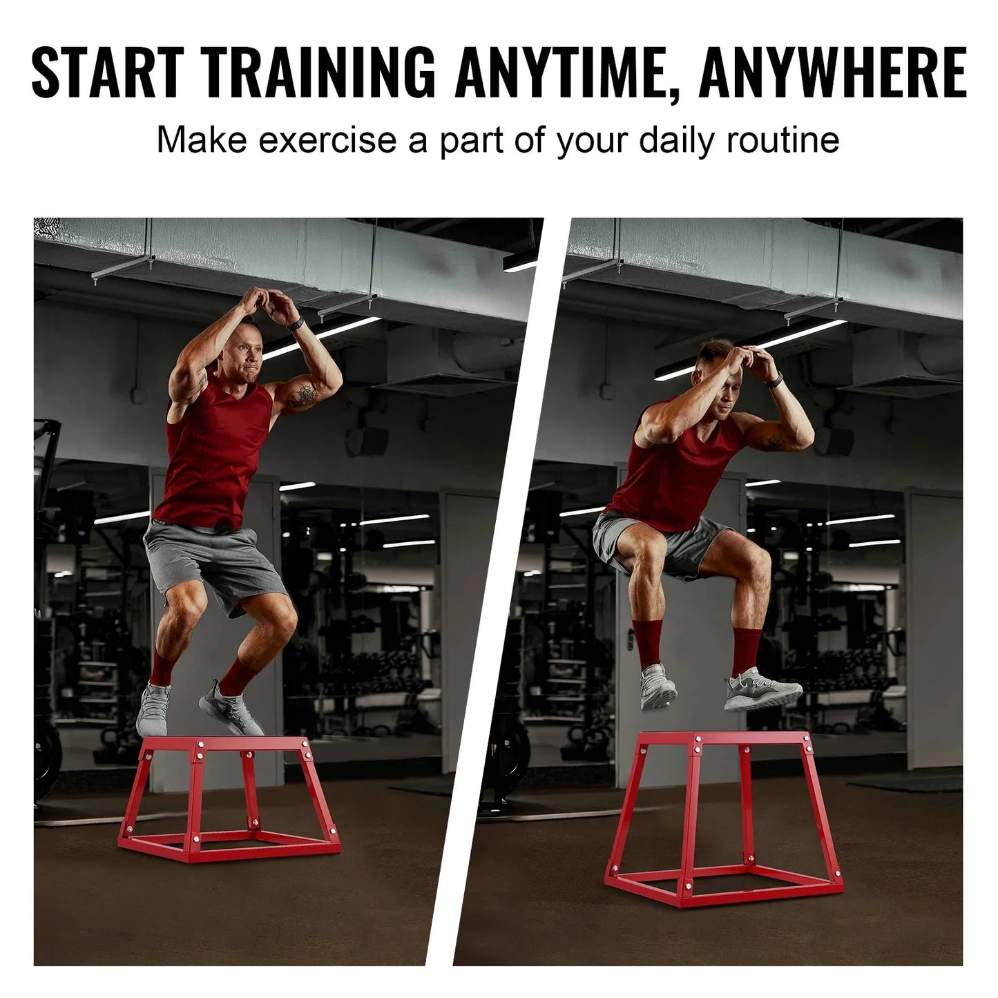 SucceBuy 12/18 Inch  Jump Box Anti-Slip Fitness Exercise Step Up Box For Home Gym Training Conditioning Strength Training