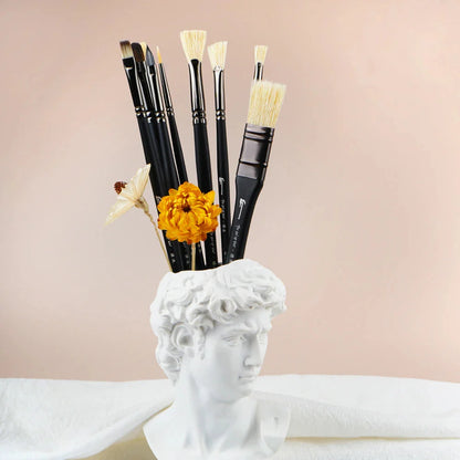 10 Pcs Paint Brushes Set Bristle Hair Professional Drawing Long Rod Painting Brush Oil Acrylic Watercolor Art Supplies