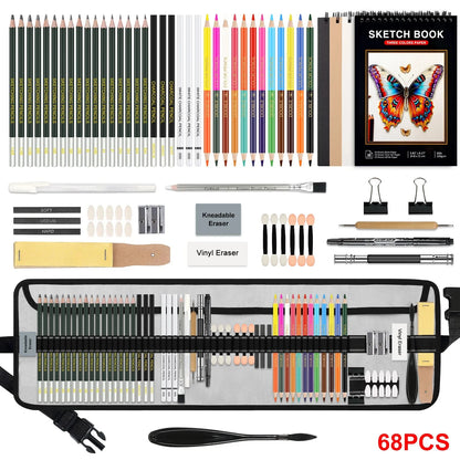 42/46/60/68/72/146pcs Drawing Supplies Sketching Set,Art Kit include Drawing & Colored Pencils.Pro Art Sketch Supplies