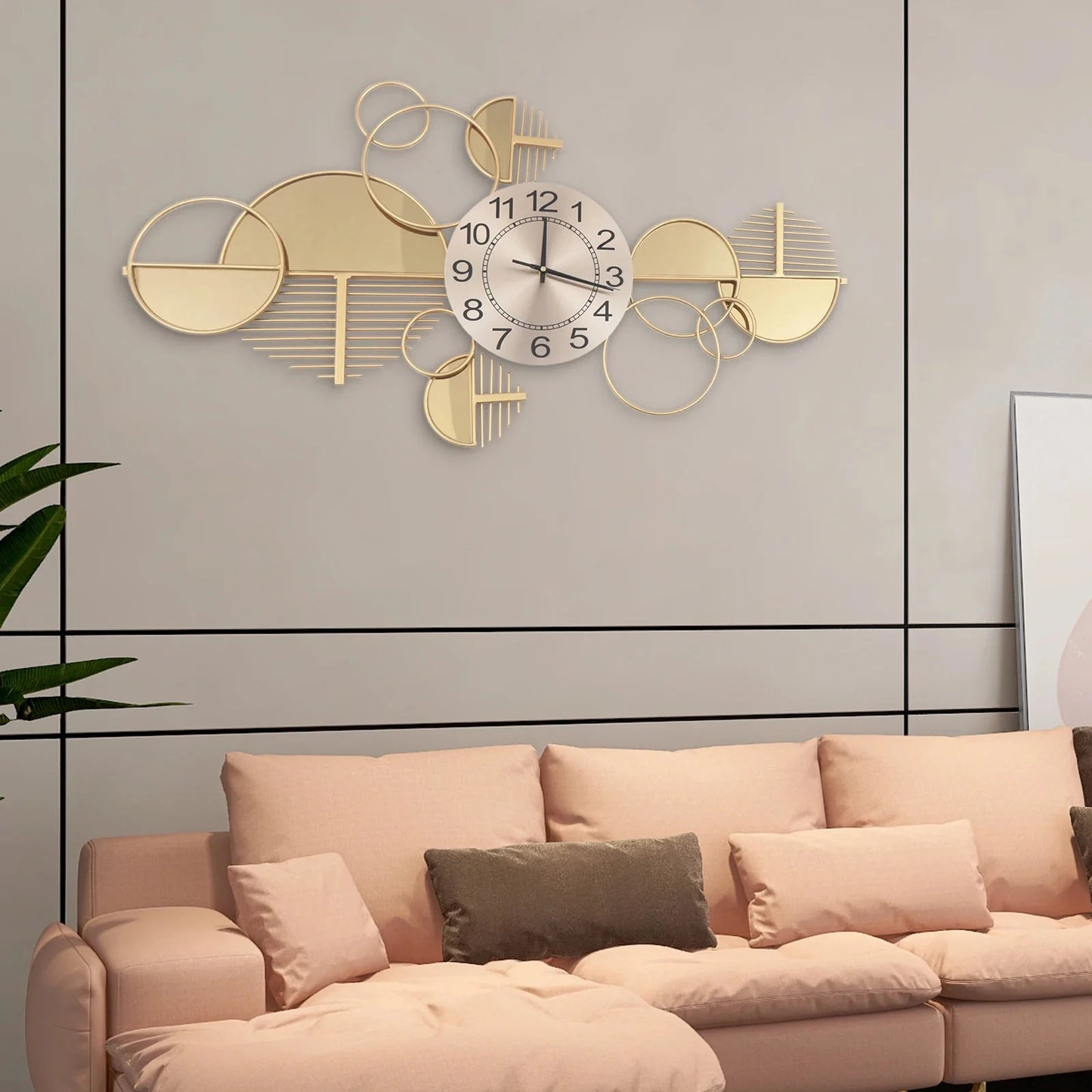 Gold Metal Creative Minimalist Style Decorative Clock