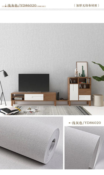 Modern Nordic Linen Textured Wallpaper – Eco-Friendly Non-Woven Solid Color Wall Covering