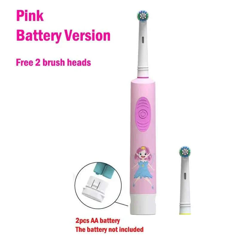 Kids Electric Toothbrush Colorful Cartoon Soft Bristle Rounded Vibrate Heads Teeth Brush Gum Care Battery Power 3-15 Years Old