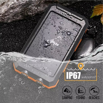 Solar Power Bank 10000mAh Portable Charging Poverbank External Battery Charger Strong Light LDE Light for All Smartphones
