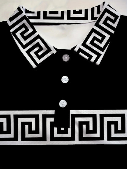 The new men's short-sleeved POLO shirt for summer 2025 features a casual fashionable and comfortable 3D striped pattern print