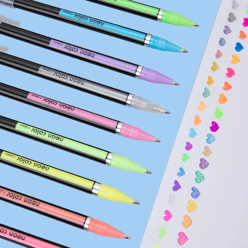 Kit 60 Colored Gel Pen Set, Glitter Metallic Pastel Neon Pen 12 24 36 48 Colors