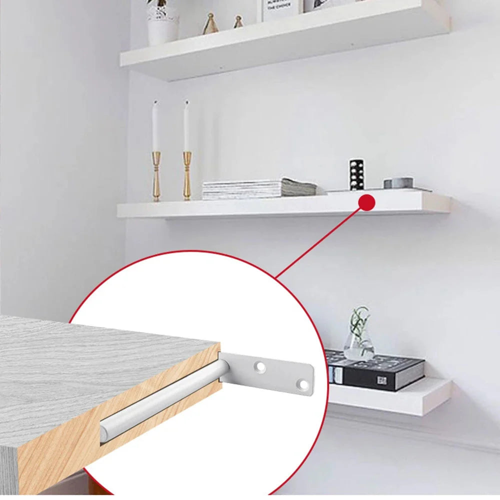 T Shape Concealed Shelf Brackets Floating  Wall Shelf Supports Screw Mounting Plate Multi sizes Metal Brackets