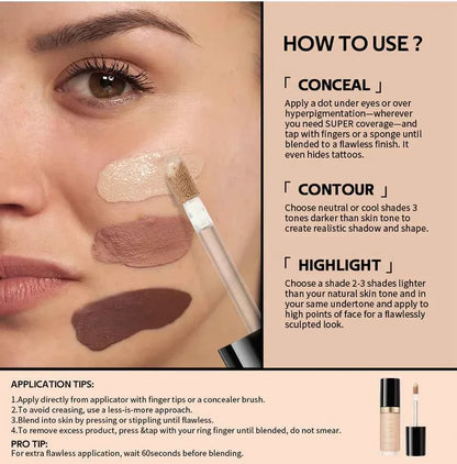 Lakerain Multi-purpose Concealer For Face Covers Freckles Even Skin Tone Moisturizing Long-lasting Sculpting Liquid Concealer