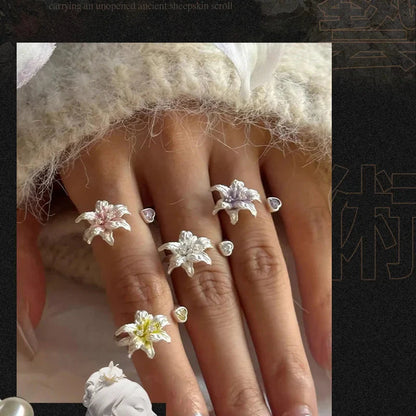 Gorgeous Lily Flower Jewelry Accessories, Fashion Ring for Women, Must-have Accessory for Female Fashionistas