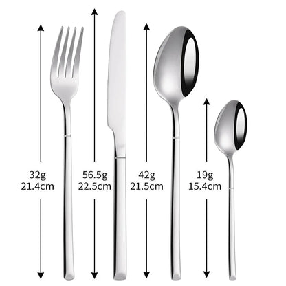 Elegant Thin Silver Cutlery Set - Mirror Polished Stainless Steel Tableware