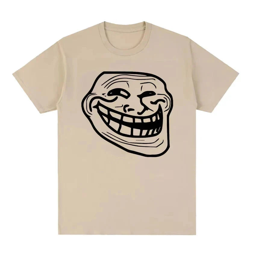 Short Sleeve Cotton T-shirts for Men and Women Funny Memes Retro Fashion Troll Face Angry Men Harajuku Streetwear