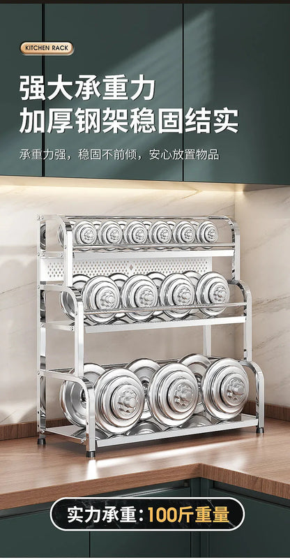 Stainless Steel Kitchen Storage Shelf Seasoning Jar Spice Storage Rack Chopsticks Knife Shelf Bar Organizer Kitchen Supplies