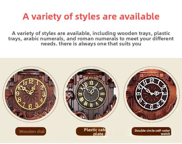 Wooden Handcrafted Cuckoo Clock for Wall with Cuccu Chimes and Swing Pendulum for Home Nordic  Decor Solid Wood Cuccu Watch