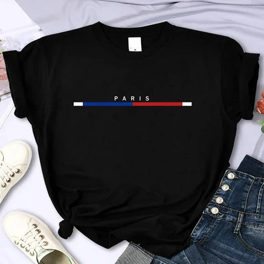 Luxury Brand Paris For Women's High-Quality Summer Printing T-shirt 100% Cotton Casual Oversized Y2k Personality Sleeve O-neck
