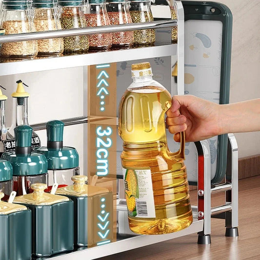 Stainless Steel Kitchen Storage Shelf Seasoning Jar Spice Storage Rack Chopsticks Knife Shelf Bar Organizer Kitchen Supplies