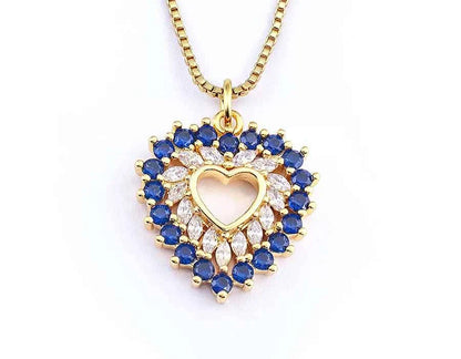 Nidin New Arrival Romantic Heart Shape Sparkling Zircon Pendant Necklace 3 Colors For Women Female Fine Jewelry Gifts Wholesale