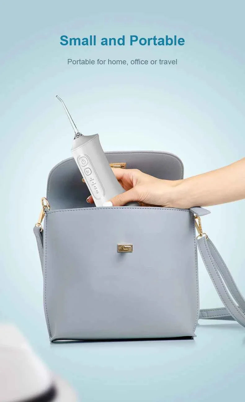 Fairywill Portable Oral Irrigator - 300ML Cordless Water Flosser with 6 Jet Nozzles