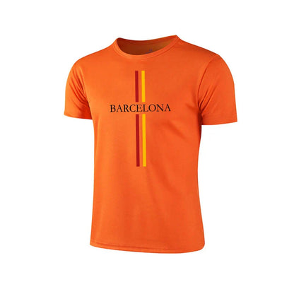 Mens T-shirt Print Casual Exercise Tops Outdoor Jogging Marathon Clothing Summer Quick-Drying Mesh Tees Daily Cycling Sportswear