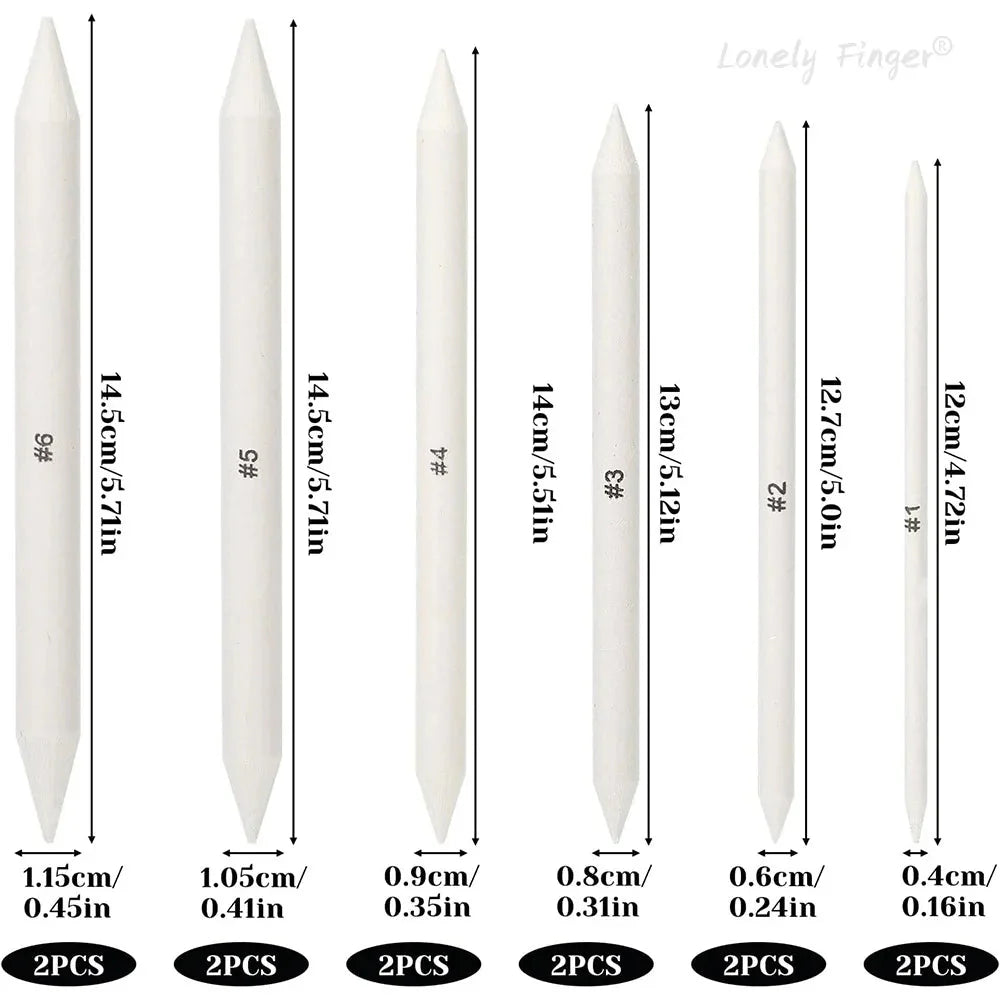 6/12 Pcs Blending Stumps, Paper Art Blenders, Drawing Pencils for Student Artist Charcoal Sketch Drawing Tools, Sketch Supplies