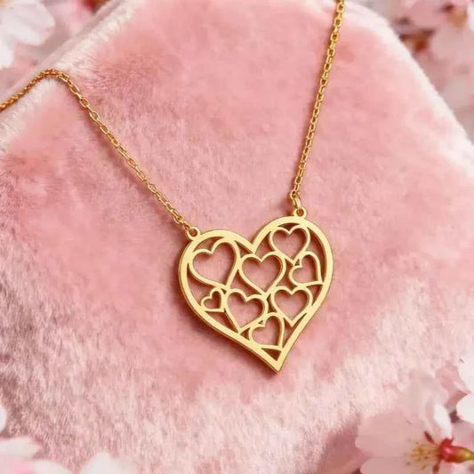 Inside Heart Pendant Necklace Fashion Chain Necklace Popular Women Charm Hollow Heart Clavicle Collar Jewelry Party Girl Gift