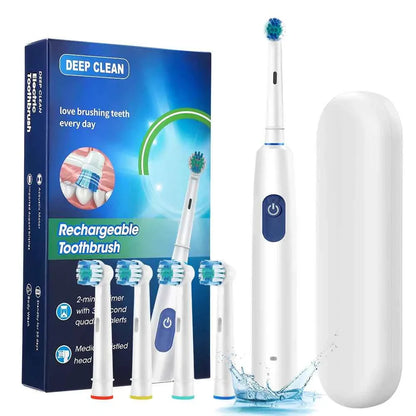 Sonic Electric Toothbrush Rechargeable Rotary Adult Waterproof with Timer 5 Modes & 4 Replaceable Brush Heads for Teeth Cleaning