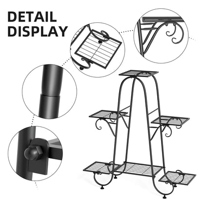 6 Tiers Metal Plant Stand Indoor Outdoor Flower Display Rack Holder