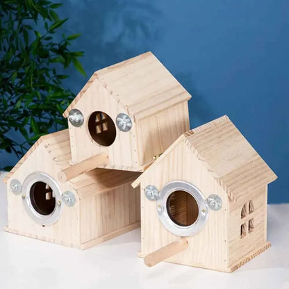 Practical Large Space Wood Bird House Rainproof Hanging Birds Breeding Box Sun Protection Bird Nest For Bird Cage