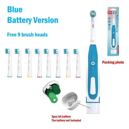 Electric Toothbrush Rounded 3D Heads Teeth Brush Soft Bristle Vibrate Rotation Gum Care Battery Power Teeth Whitening For Adults