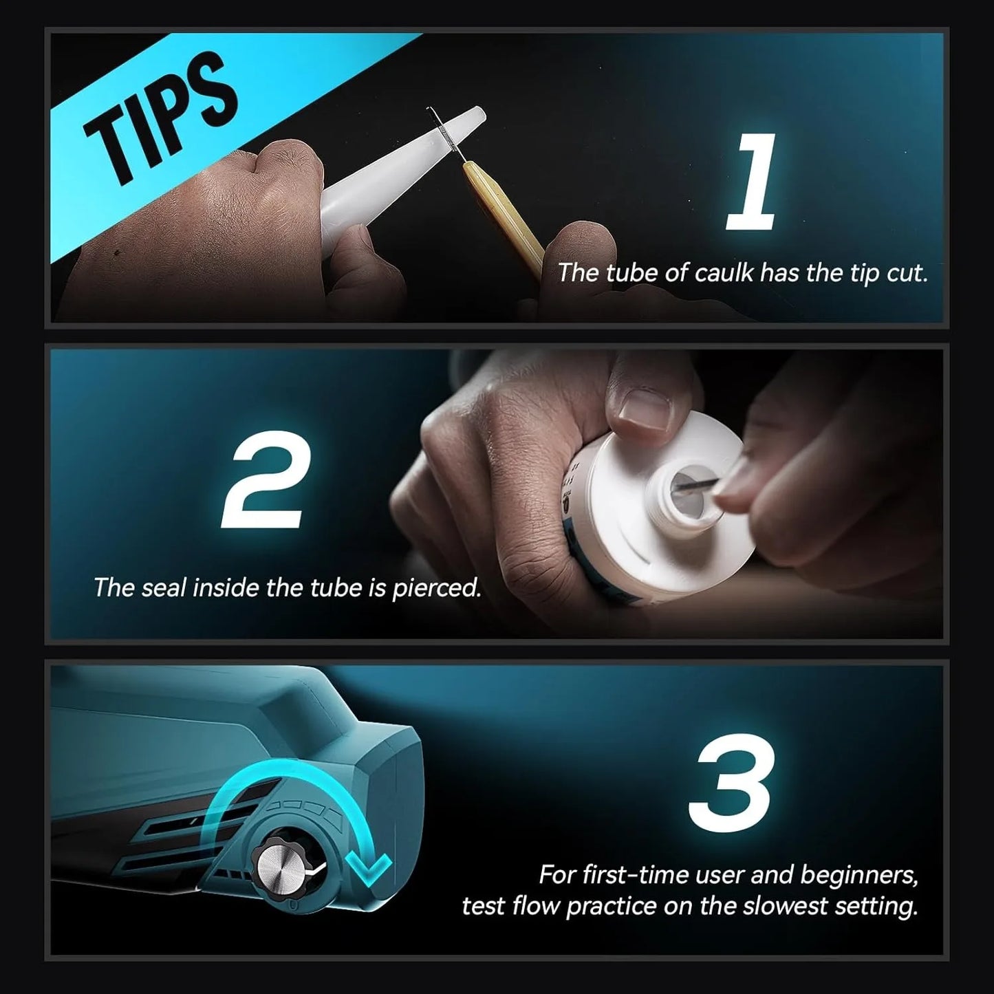 SEESII 6 Speeds Cordless Electric Glue Gun Glass Glue Caulking Gun Doors and Windows Electric Sewing Glue Tool With LED Light