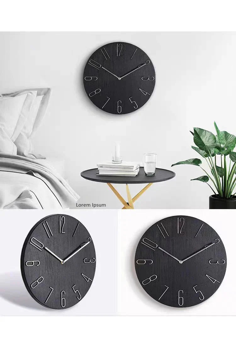 Nordic Style Home Wall Clock No Second Hand Simple Quartz 30"